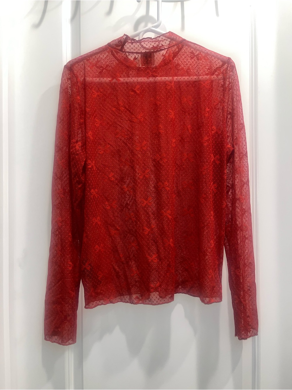 Maeve Anthropologie red bow lace blouse - Picture 3 of 4